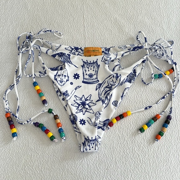 HOUSE OF AAMA Tattoo Bikini with Vintage Beads, Size 6, $390 - Picture 9 of 17